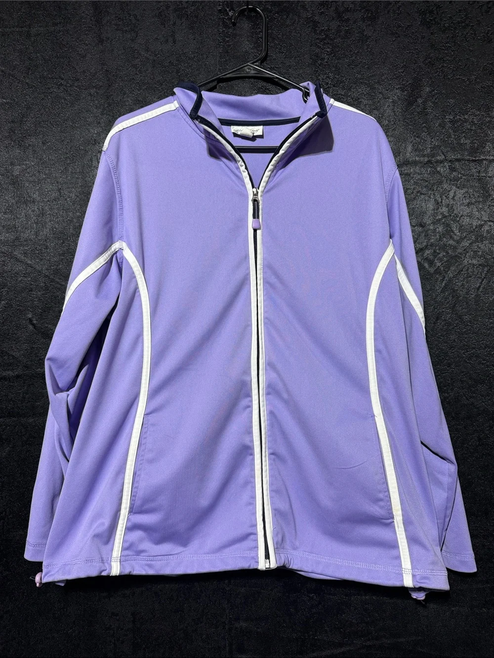Coldwater Creek Lavender Zip-Front Active Jacket with White Trim
